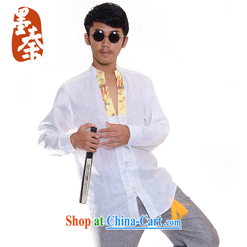 elections the Qin weaving -- Kuan Kung/Original Design China wind silk linen leisure-tie men's shirts white XXL/Jumbo, the Qin, shopping on the Internet