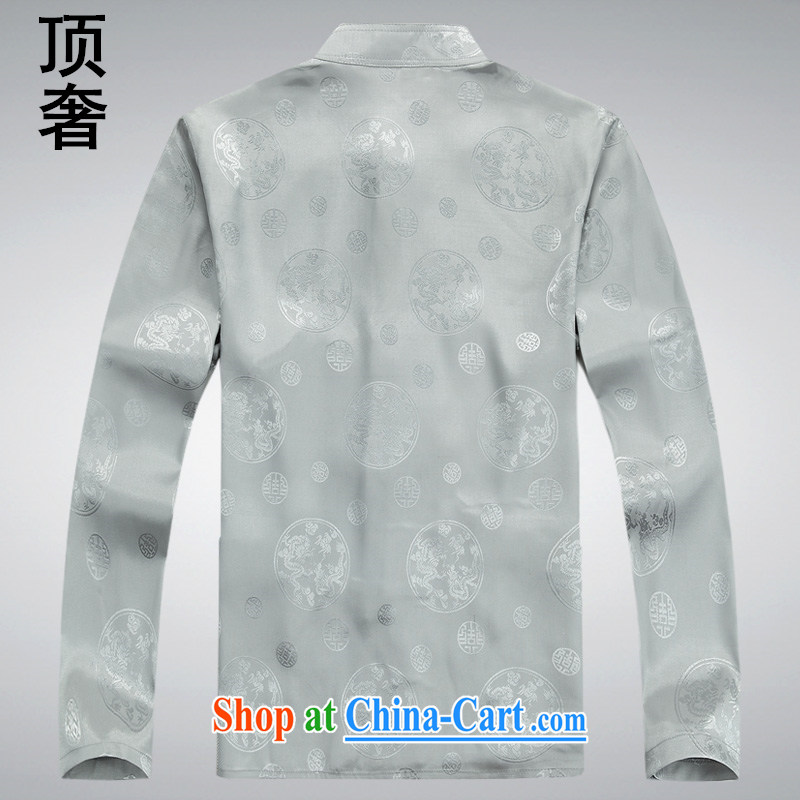 Top Luxury 2014 thin long-sleeved T-shirt men's Spring and Autumn and replace the older men's long-sleeved jacket T-shirt National wind-snap Tang on the 8601, the long-sleeved blue L 170, top luxury, shopping on the Internet