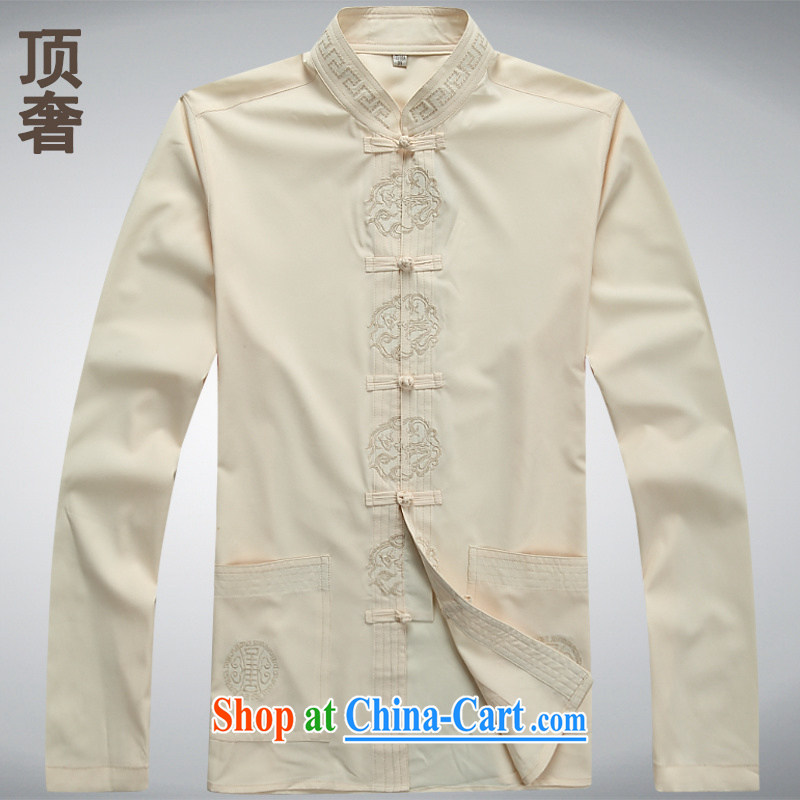 Top Luxury thin long-sleeved Tang mounted 2014 New Men's T-shirt China wind men Tang with relaxed version T-shirt Tang replace older jacket white long-sleeved XXXL/185, with the top luxury, shopping on the Internet