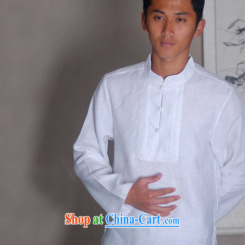 elections the Qin weaving -- the collar flap ethnic wind characteristics for the long-sleeved men's shirts white XXL/Jumbo, the Qin, shopping on the Internet