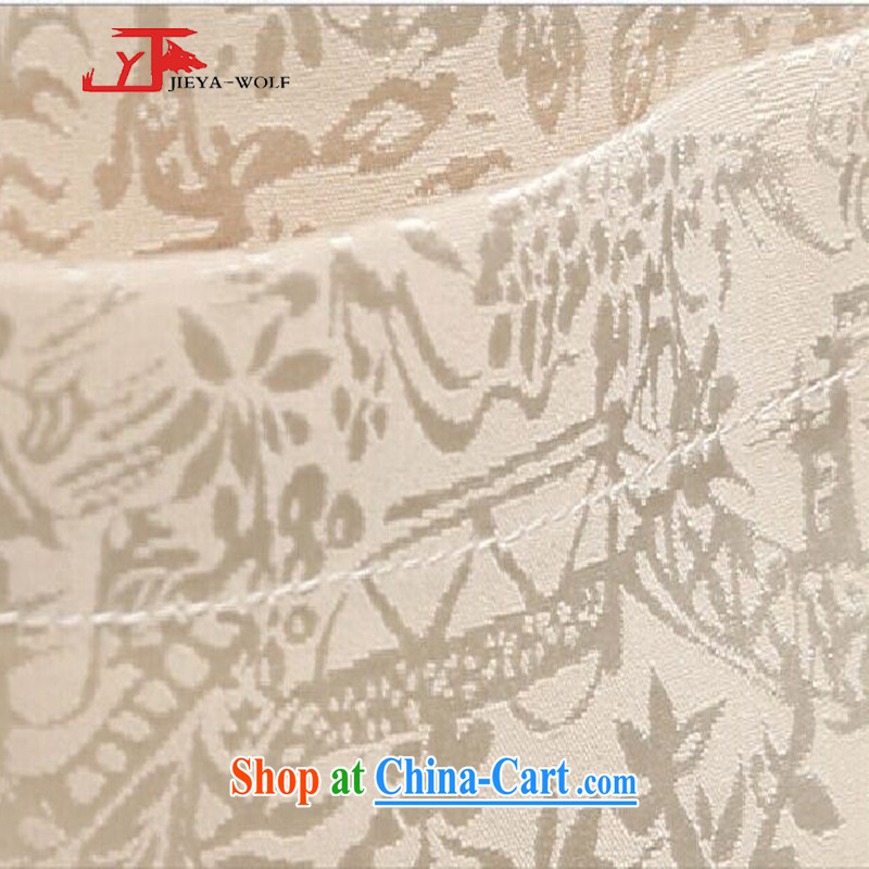 Cheng Kejie, Jacob - Wolf JIEYA - WOLF 2015 new spring loaded Tang men's long-sleeved Kit men Tang with stylish the River During the Qingming Festival silk, beige 180/XL, JIEYA - WOLF, shopping on the Internet