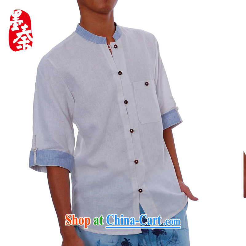 elections the Qin weaving -- Chinese Wind and stylish plain linen 5 cuff men's white XXL_Jumbo