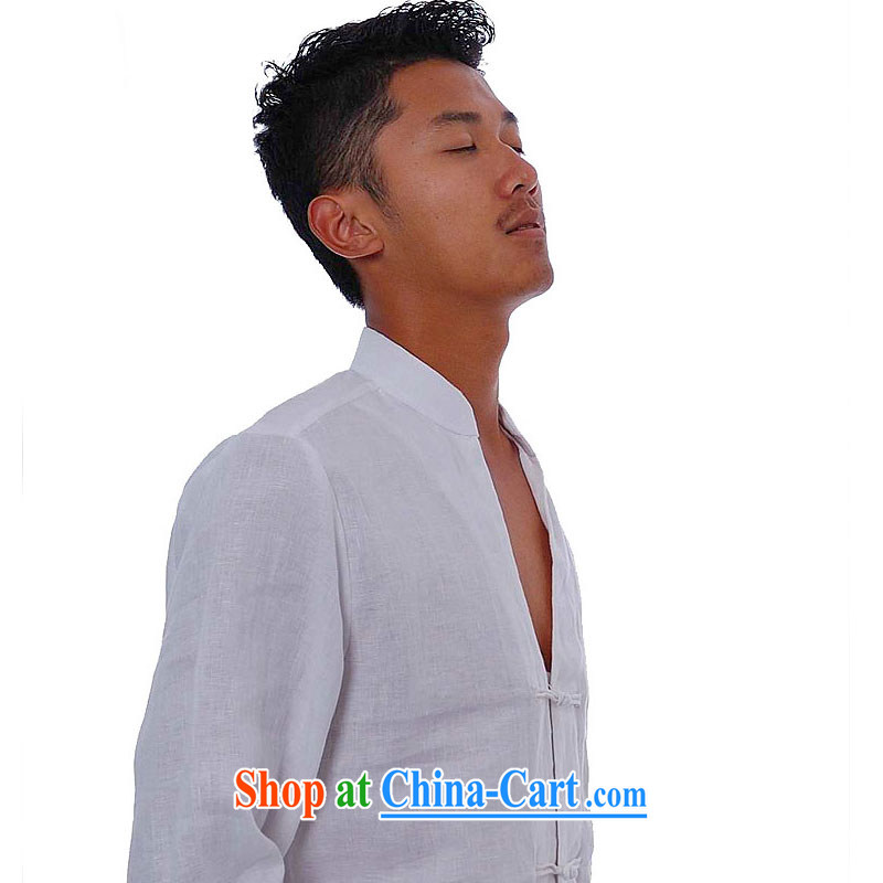 elections the Qin weaving -- Tsing Yi/independent design, for the long-sleeved tie plain linen Chinese casual shirt white S/broken down, and the Qin, shopping on the Internet