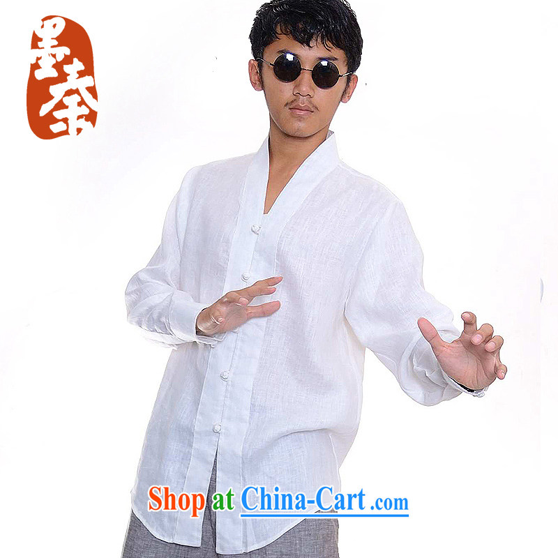 elections the Qin weaving -- 9 song/independent design new long-sleeved linen tray clip Casual Shirt white XXL/Jumbo, the Qin, shopping on the Internet