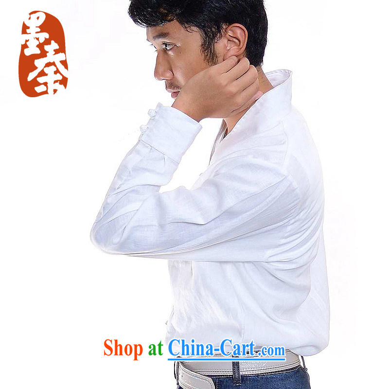 elections the Qin weaving -- 9 song/independent design new long-sleeved linen tray clip Casual Shirt white XXL/Jumbo, the Qin, shopping on the Internet