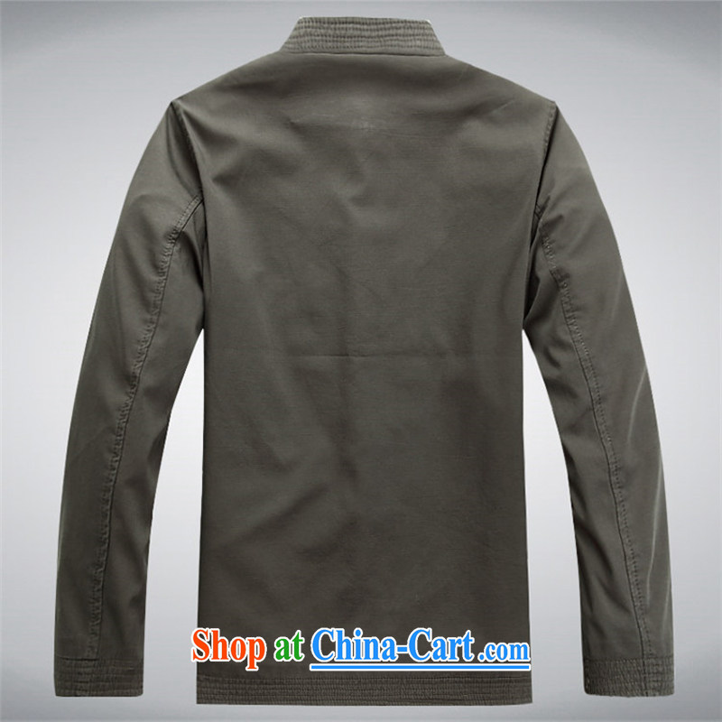 The chestnut mouse Tang replace spring and new men's long-sleeved Tang is stylish and relaxed loose sand washed cotton long-sleeved Tang with dark gray M, the chestnut mouse (JINLISHU), online shopping