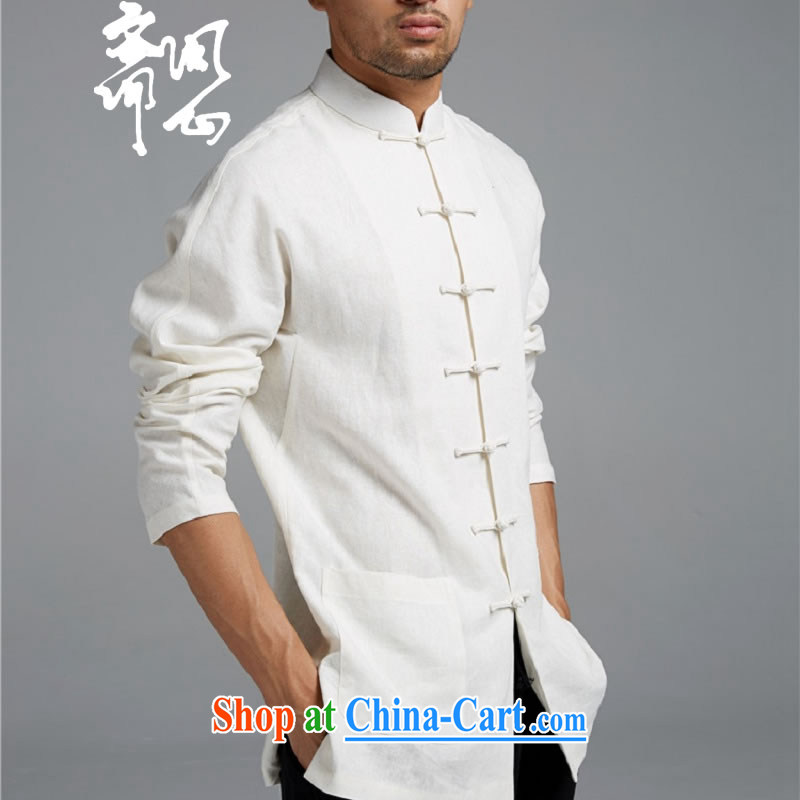 Ask a vegetarian _the health of spring loaded new products men's Chinese-buckle cotton Ma Sau San, T-shirt shirt WXZ 1549 white XL