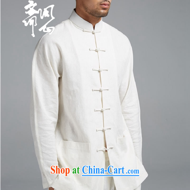 q heart Id al-Fitr (the health of spring loaded new products men's Chinese-buckle cotton Ma Sau San, T-shirt shirt WXZ 1549 white XL, ask heart ID al-Fitr, shopping on the Internet