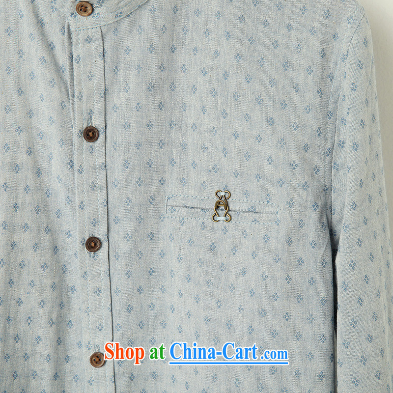 Fujing Qipai Yuen Long designer series wood snap-ethnic wind Embroidery is on, to apply for long-sleeved cultivating men China wind shirt/B 92 * arts blue * XL, Mr Rafael Hui Carter (GUSSKATER), online shopping