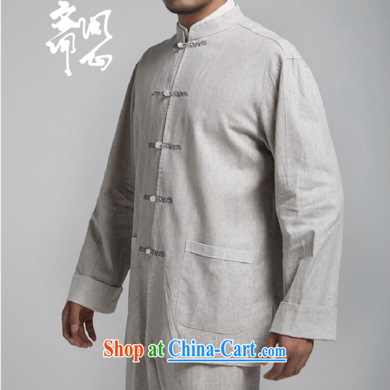 q heart Id al-Fitr (the health of spring loaded new China wind-tie linen smock embroidery Chinese WXZ 1494 light gray XXXXL 190/108, ask heart ID al-Fitr, shopping on the Internet