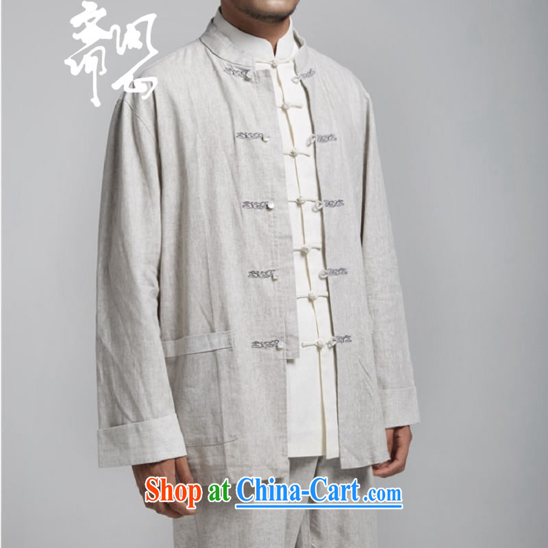 q heart Id al-Fitr (the health of spring loaded new China wind-tie linen smock embroidery Chinese WXZ 1494 light gray XXXXL 190/108, ask heart ID al-Fitr, shopping on the Internet
