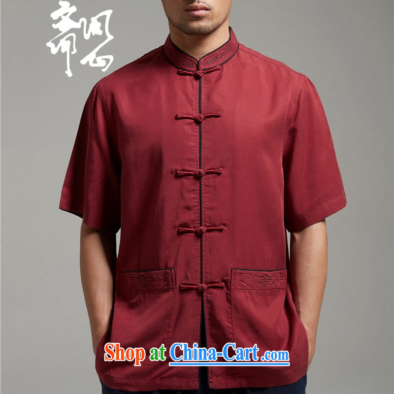 Ask a vegetarian _the autumn as soon as possible new men embroidery stylish silk Tang replace WXZ 1359 dark red XXL