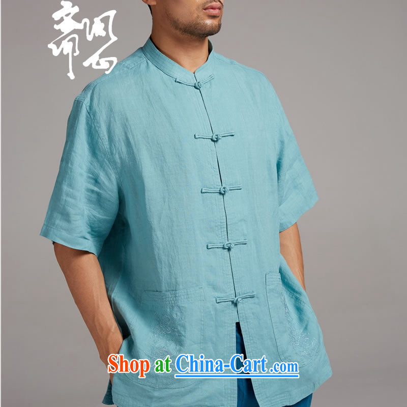 q heart Id al-Fitr (the health of spring loaded new China wind-Tie Style Tang is short-sleeve 1345 blue XXXL, ask heart ID al-Fitr, shopping on the Internet