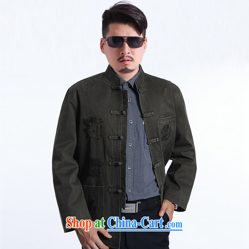Spring Loaded, new business and leisure Chinese dragon embroidery Pure Cotton Men's Long-Sleeve fitted men Tang on the code jacket light 190, and Kevin Clinton, online shopping