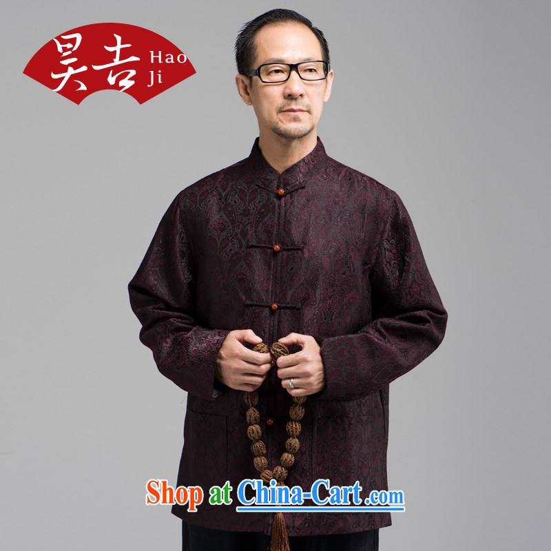 Hao, silk jacquard autumn is new, older men's long-sleeved Chinese Han-older persons coat the buckle clothing red 4 XL