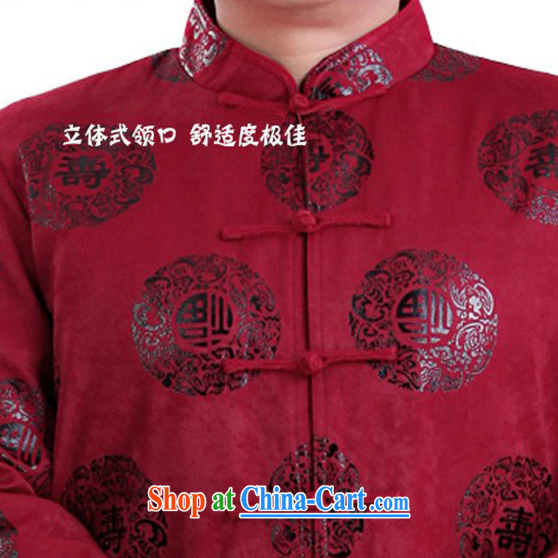 Men's spring Bok-su Tang long-sleeved T-shirt with the old Bok-su Tang jackets T-shirt ethnic wind men's Spring and Autumn and Chinese, for the charge-back Bok-su Tang red autumn, L/175, and mobile phone line (gesaxing), on-line shopping