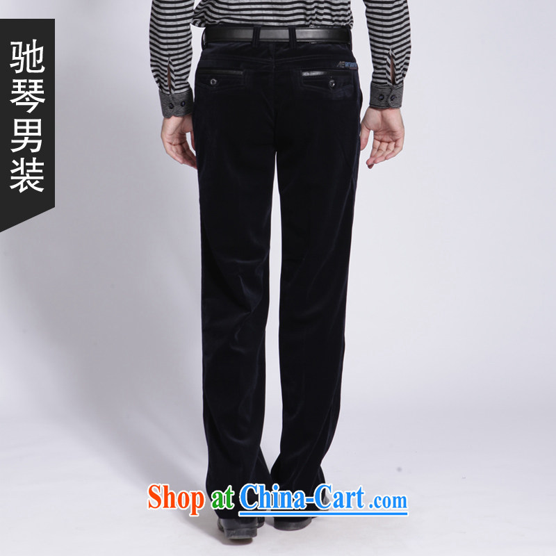 Duo Qin men's 2015 fall and winter season with new card the color black, lint-free cloth pants stretch corduroy Tang on men's trousers thick warm business casual pants 883 883 deep blue 38 yards (2 feet 9 waist, Duo Qin, shopping on the Internet