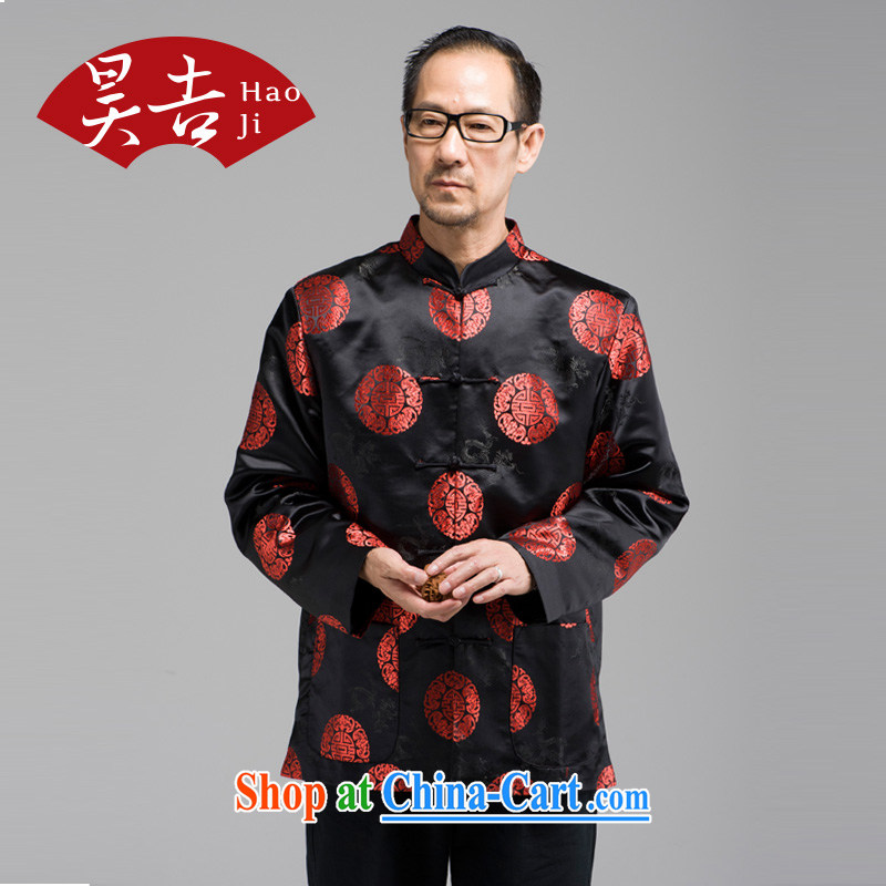 Ho-ji-hee-ribbed long fall in with older men's long-sleeved Chinese elderly Chinese wind up for the charge-back jacket black 4XL