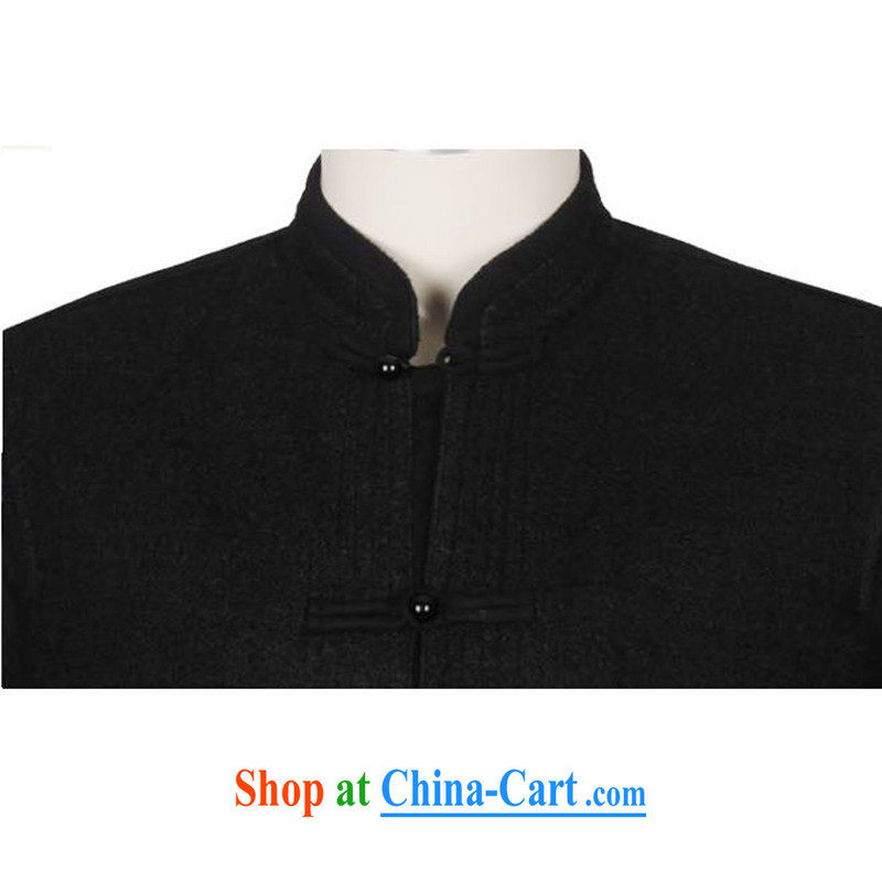 High quality Chinese male Ethnic Wind and collar wool Chinese T-shirt middle-aged and older fall/winter clothes business men Tang black XXXL/190, and mobile phone line (gesaxing), and, on-line shopping