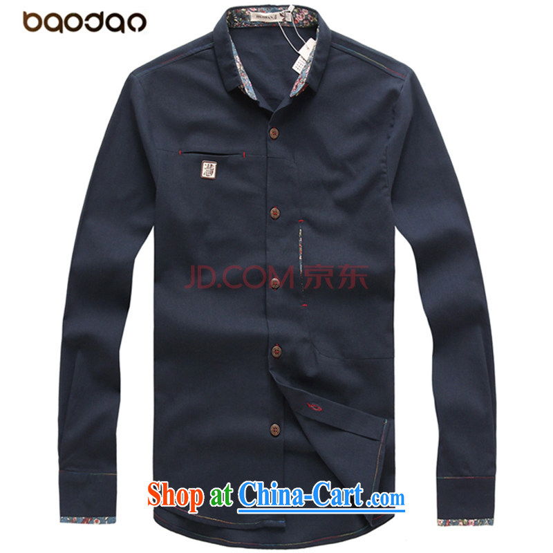 2015 spring loaded Tang men's Sun Yat-sen, cotton for the embroidery ethnic wind larger male 901 possession, Cyan 5 XL