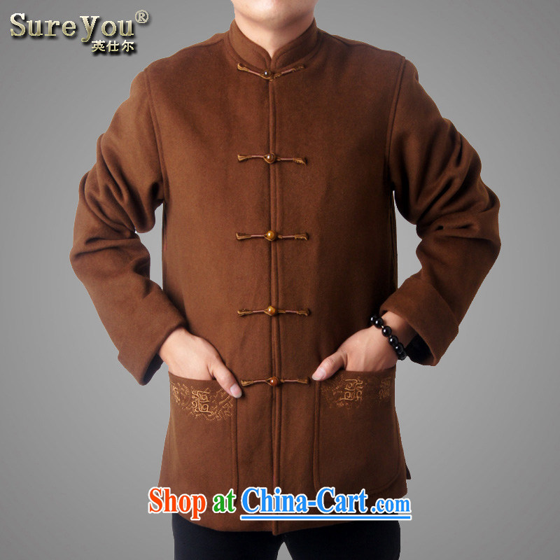 Sureyou men's clothing fall/winter leisure Tang with long-sleeved, older jacket wool Chinese Chinese, who detained 5 Chinese national service promotions 7719, tea-colored 190, the British Mr Rafael Hui (sureyou), online shopping