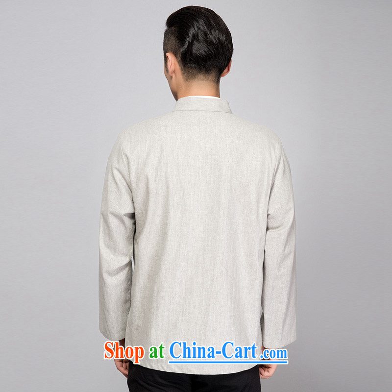 This figure skating pavilion, older men's cotton Spring and Autumn and the Tang with long-sleeved spring men's cotton the Tang with long-sleeved T-shirt and old folk weave cotton Ma T-shirt - old napped long-sleeved light gray 4 XL, Yu-na this Pavilion, s