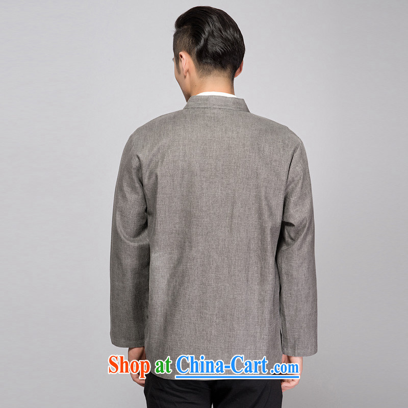 Charlene this Spring and Autumn Pavilion cotton Ma Tang with long-sleeved autumn replace men loose cotton Ma Tang with long-sleeved T-shirt and old cotton muslin Ma T-shirt - old napped long-sleeved dark gray 4 XL, Charlene this cabinet, and shopping on t