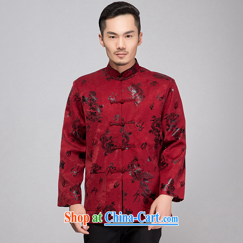 Charlene this pavilion and spring loaded Tang is casual shirt loose the code father thin cotton jacket, for the buckle clothing festive dress Dragon red 4 XL