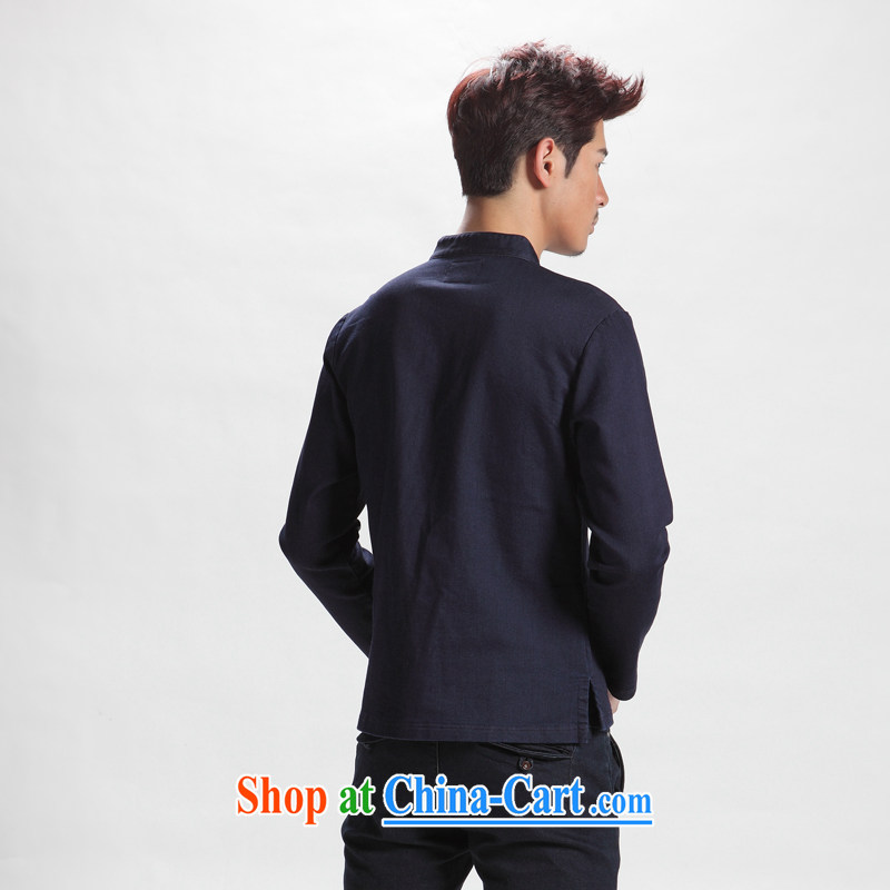Sons and Daughters oriental style Chinese wind men's long-sleeved Chinese autumn improved Han-men and Chinese youth national costumes denim blue 190/110, XXXXL), Oriental children, shopping on the Internet