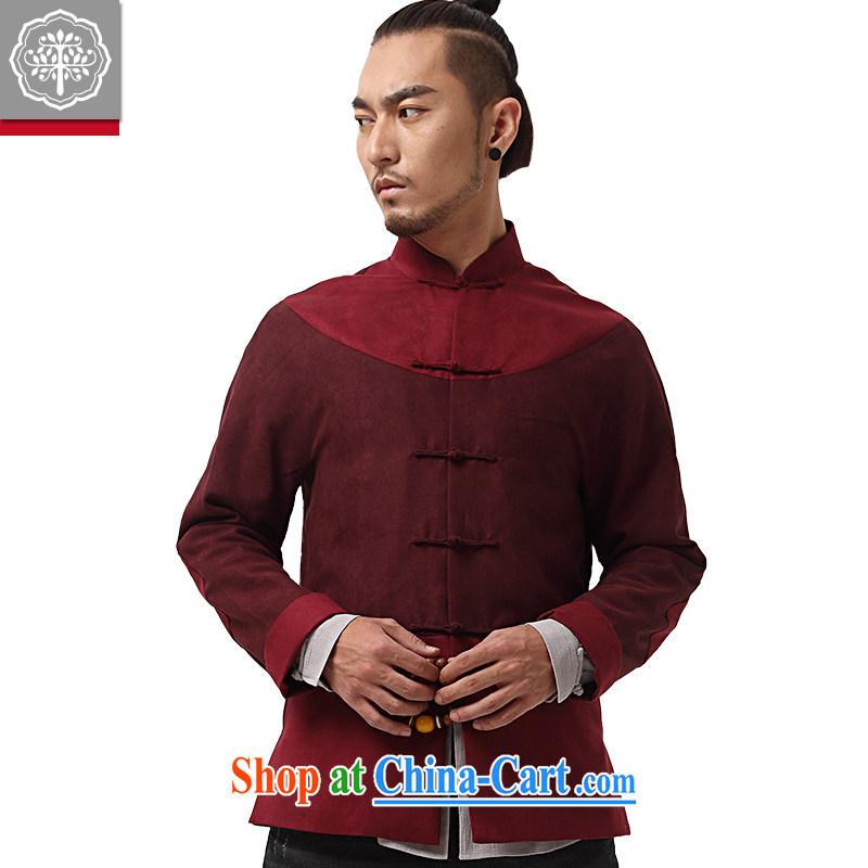 To tree Chinese style Chinese men's long-sleeved chamois leather lint-free cloth jacket men's Autumn Chinese, manually for the detained men and Han-chestnut brown jumbo/XL, tree (EYENSREE), shopping on the Internet