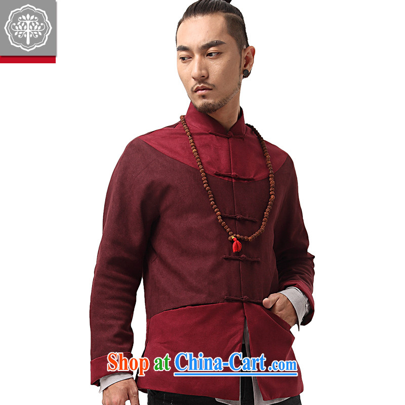 To tree Chinese style Chinese men's long-sleeved chamois leather lint-free cloth jacket men's Autumn Chinese, manually for the detained men and Han-chestnut brown jumbo/XL, tree (EYENSREE), shopping on the Internet