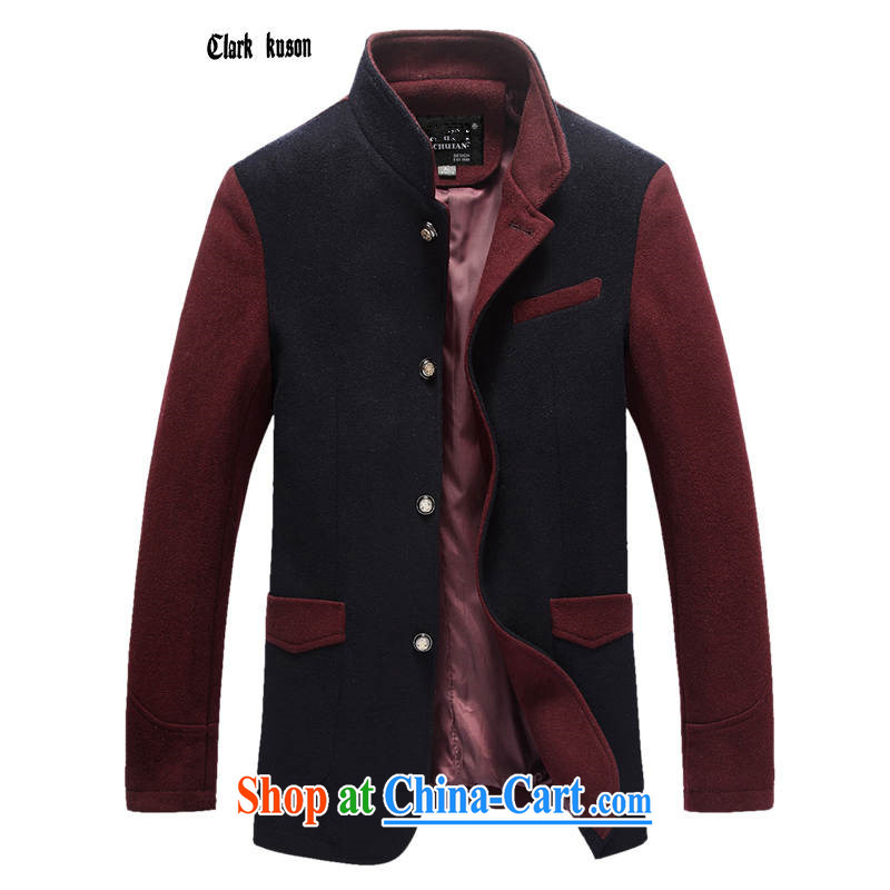2015 clarkkuso winter men and replace the collar stitching hair? What coat the coat short smock with the groom accompanied by health wedding banquet, blue and red 3 XL