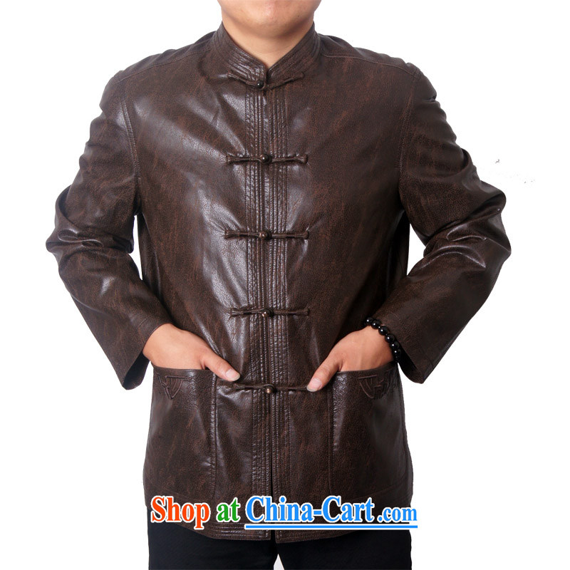 The British, Mr Rafael Hui, and the 14 New Men's upscale PU Tang is a leading Chinese ethnic Chinese older jacket father gift 1202 brown 190, the British Mr Rafael Hui (sureyou), online shopping