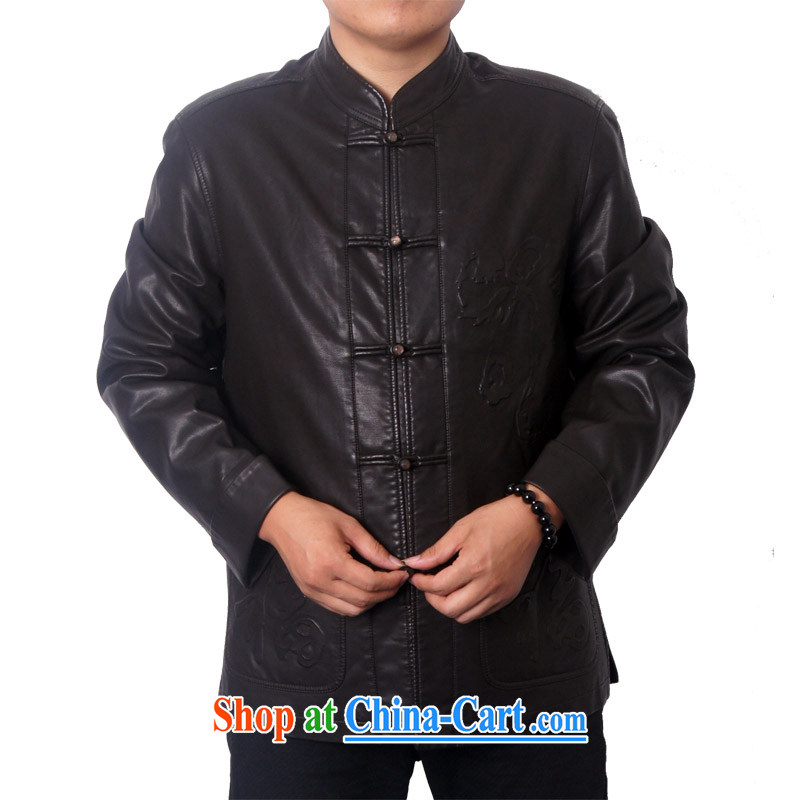The British, Mr Rafael Hui, and the 14 new men and high quality leather Tang replace PU fabrics, for Chinese ethnic Chinese elderly leather jacket father gift 8820 dark coffee 190, the British Mr Rafael Hui (sureyou), shopping on the Internet