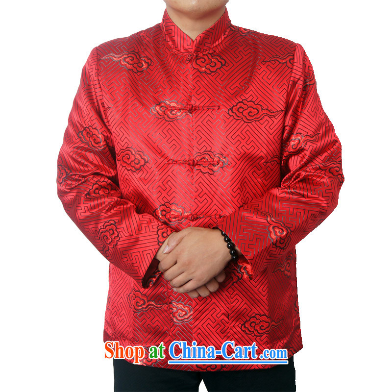 Spring and new, older women and men in taxi couples with the collar Chinese Birthday Golden Chinese T-shirt long-sleeved jacket 1221 men red 190