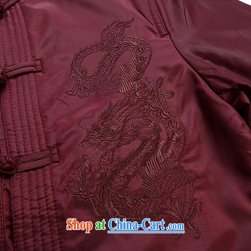 Her cabinet this new middle-aged and older men's autumn and winter clothing Tang jackets large, relaxed and comfortable father T-shirt Ethnic Wind casual jacket embroidered dragon-buckle clothing black 4XL, Charlene this Pavilion, shopping on the Internet