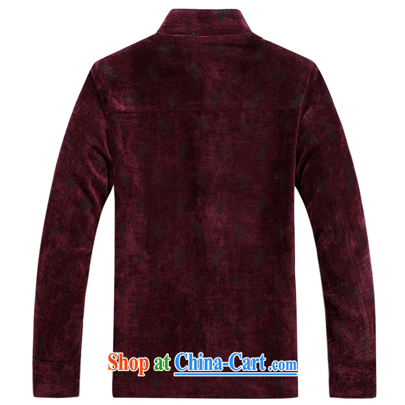 Her cabinet this new middle-aged and older men's autumn and winter clothing Ethnic Wind tang on T-shirt, for the charge-back father jacket leisure large, loose T-shirt traditional Chinese clothing red 4 XL, Charlene this cabinet, and shopping on the Inter