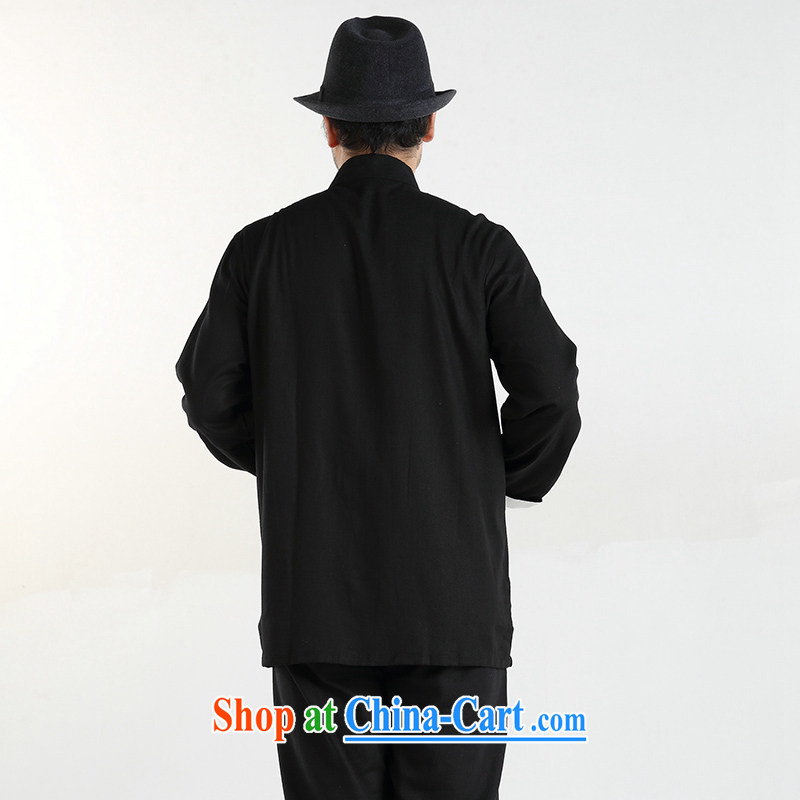 At home, my father is Chinese, Chinese men's casual long-sleeved older persons in Chinese cotton the loose package black 175/92 (L), click the (GAKKA), shopping on the Internet