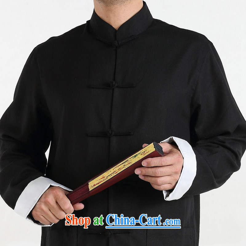 At home, my father is Chinese, Chinese men's casual long-sleeved older persons in Chinese cotton the loose package black 175/92 (L), click the (GAKKA), shopping on the Internet