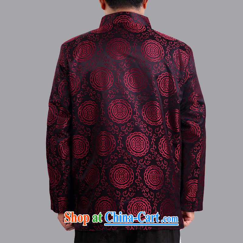 Adam 15 elderly fall/winter new father birthday Chinese men and thick long-sleeved Tang jackets older men and the life clothing and Tang with quilted coat 1338 black and red/190 cotton quilted winter, Adam, elderly, and shopping on the Internet
