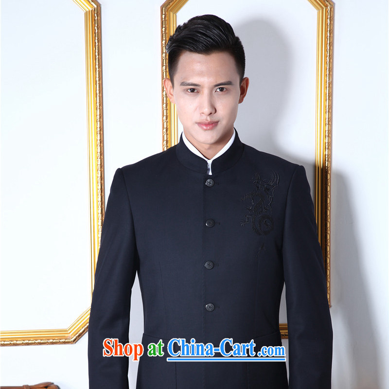 Men's China wind Chinese and smock for men's leisure youth replace suit package blue-black suit smock black and blue 190, the British Mr Rafael Hui (sureyou), shopping on the Internet