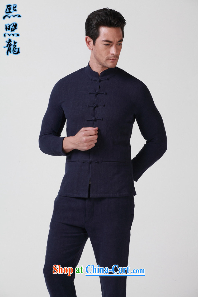 Hee-snapshot Dragon 2015 New Men's Chinese long-sleeved stone washed cotton Ma shirt and stylish cultivating new Chinese shirt dark blue XL pictures, price, brand platters! Elections are good character, the national distribution, so why buy now enjoy more preferential! Health