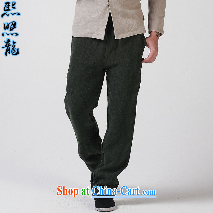 Hee-snapshot, original high-end double thick wrinkled linen men's casual pants Chinese Elasticated waist small, straight leg trousers green XL pictures, price, brand platters! Elections are good character, the national distribution, so why buy now enjoy more preferential! Health
