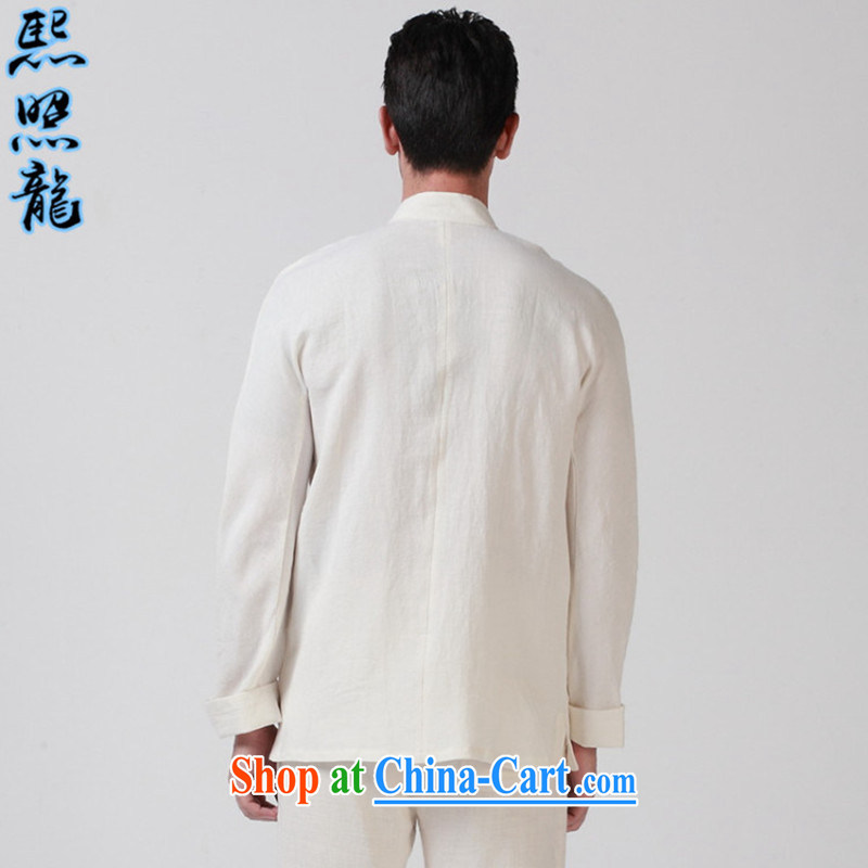 Mr Chau Tak-hay, snapshot original Buddhist 7 PO and rightful place tie men loose Chinese solid long-sleeved shirt Chinese shirt white XL, Hee-snapshot lung (XZAOLONG), online shopping