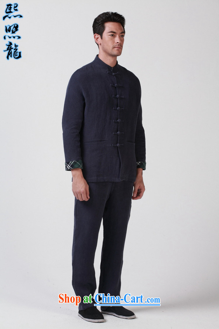 Hee-snapshot Dragon original high-end double linen men's Chinese cotton, thick Chinese Winter, loose long-sleeved jacket dark blue XL pictures, price, brand platters! Elections are good character, the national distribution, so why buy now enjoy more preferential! Health