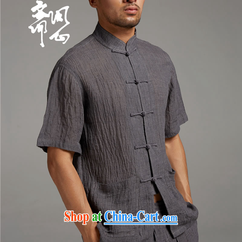 q heart Id al-Fitr (the men as soon as possible with the collar-tie T-shirt with short sleeves shirt plain linen WXZ 1374 rusty red XXXL, Q and Id al-Fitr holiday, shopping on the Internet