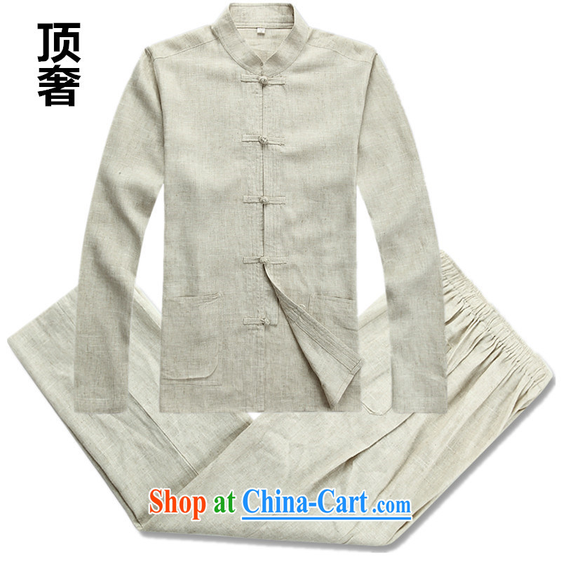 Top Luxury men's Tang is set long-sleeved men's package, the package of linen long-sleeved thin disk for national costume bed Warranty Package Chinese linen gray package XXXL/185, with the top luxury, online shopping