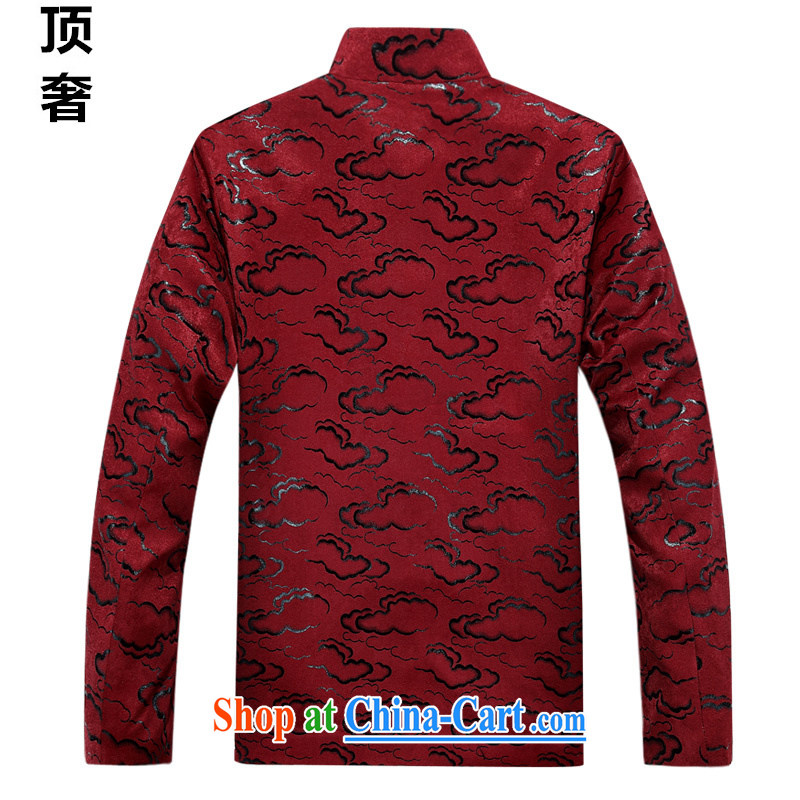 Top Luxury 2014 winter New Men Chinese men's T-shirt Chinese wind-buckle classic men's jackets red Xiangyun patterns, Xiangyun patterns deep red quilted XXXXL/190 and the top luxury, shopping on the Internet