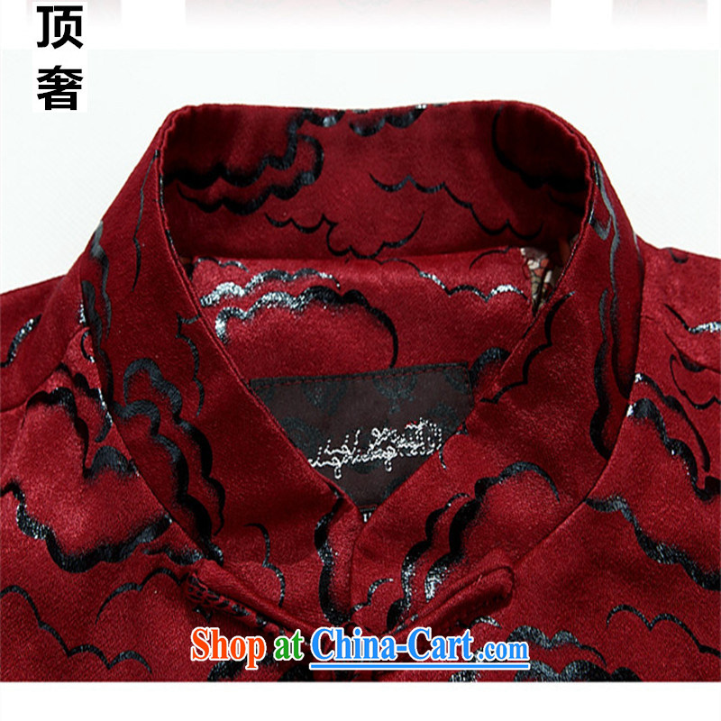 Top Luxury 2014 winter New Men Chinese men's T-shirt Chinese wind-buckle classic men's jackets red Xiangyun patterns, Xiangyun patterns deep red quilted XXXXL/190 and the top luxury, shopping on the Internet