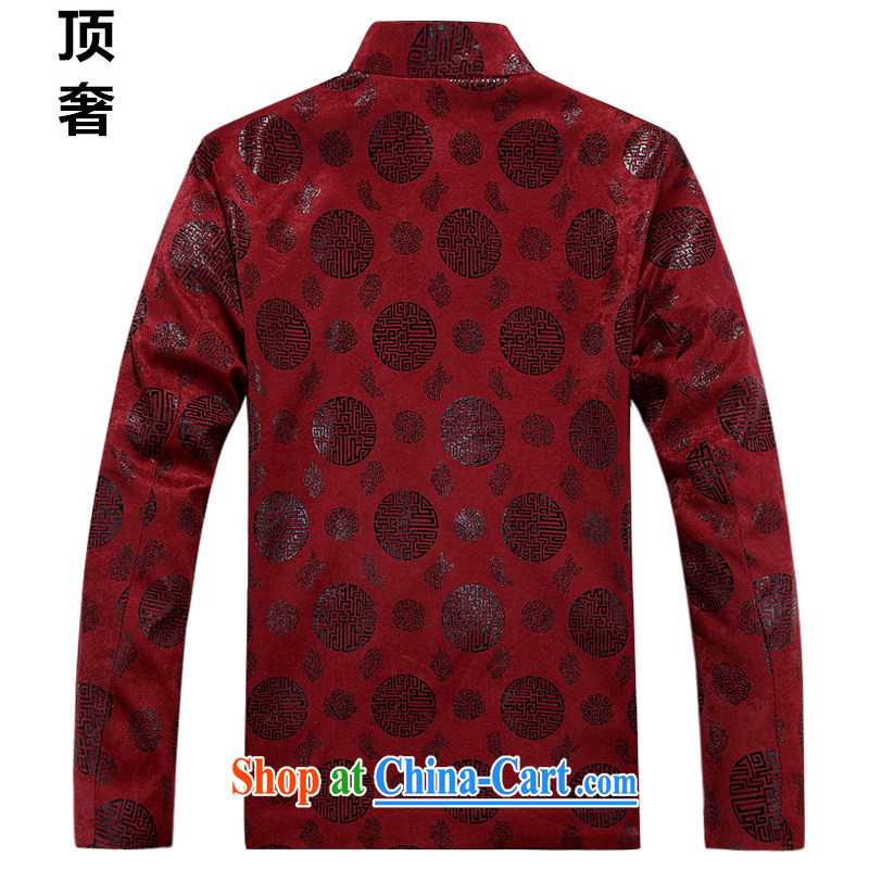 Top luxury Chinese T-shirt autumn and winter, thick men's jackets China wind Classic tray snaps loose version folder in basket older jacket red New Round-hi, new round-hi, the red single XXXXL/190 and the top luxury, shopping on the Internet